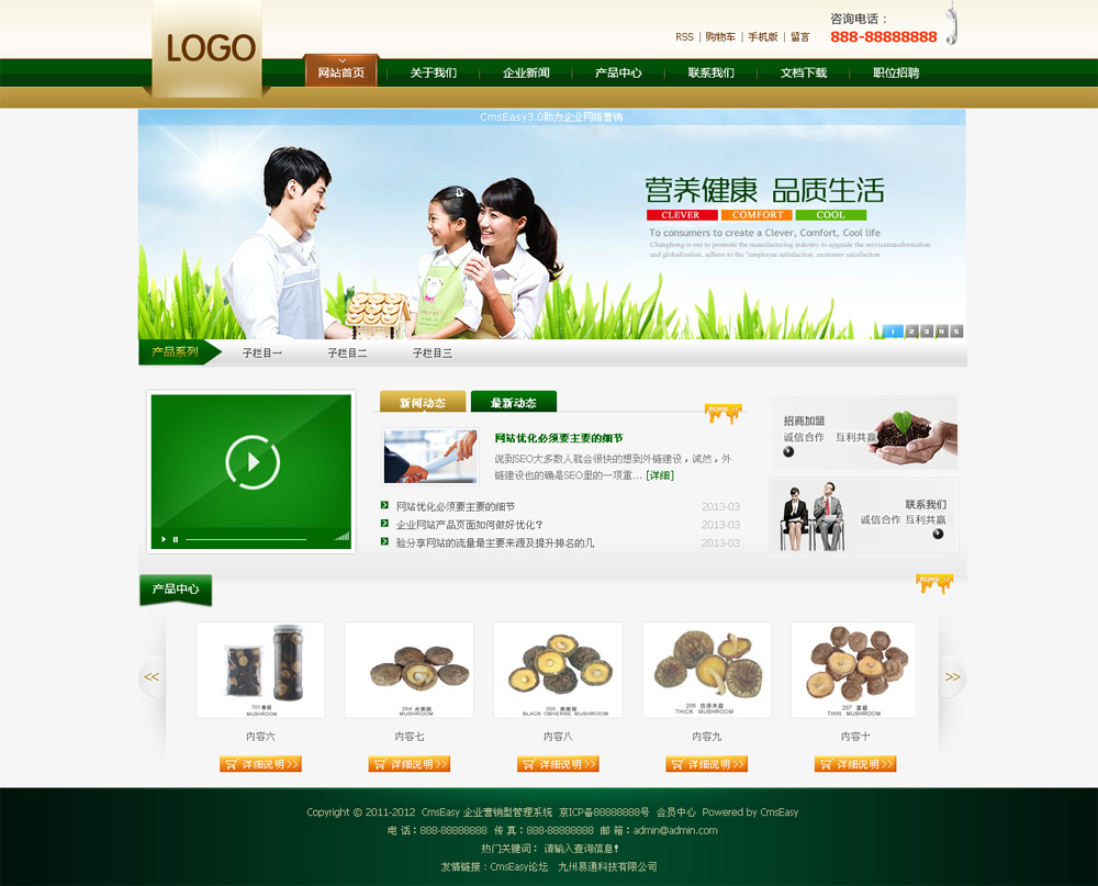 绿色营养健康保健品网站模板