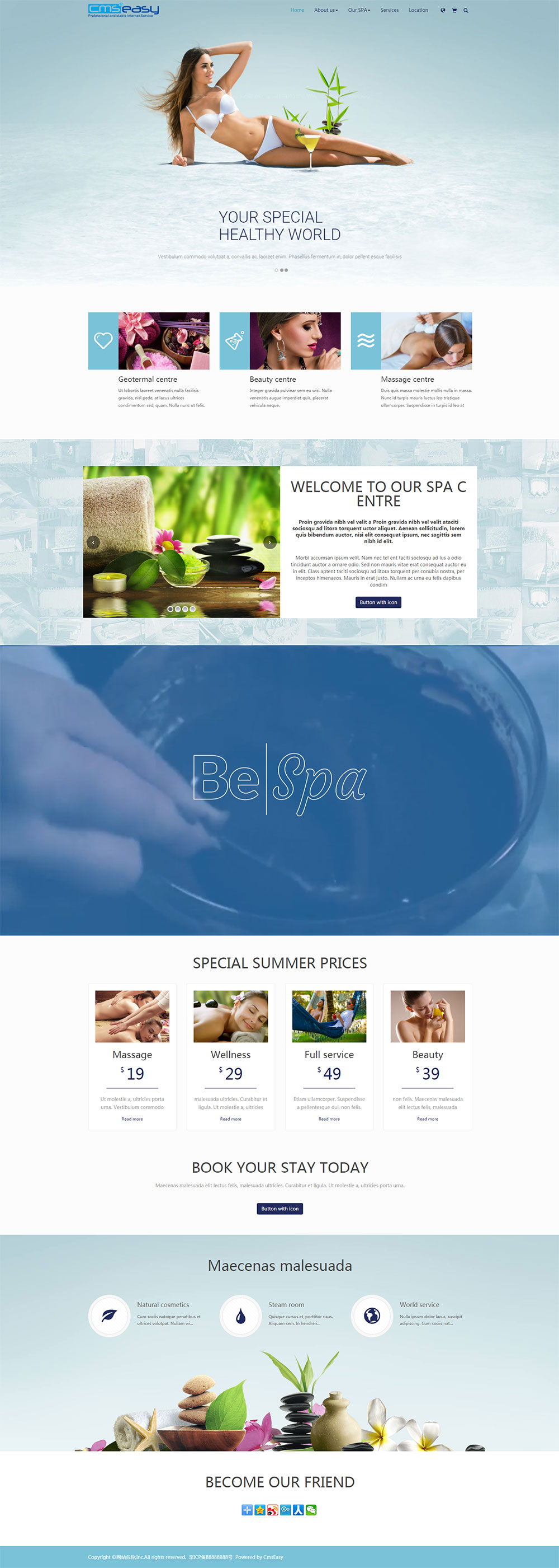 英文网站模板，外贸养生保健响应式网站模板